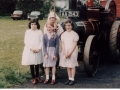 Girls and traction engine at school's 150th 1981