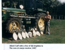 Albert Cuff with ploughing trophies Little Ann 1987