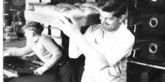 John Sayers, bakery roundsman, 1961 -- The boy is Michael Penny