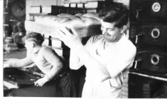 John Sayers, bakery roundsman, 1961 -- The boy is Michael Penny