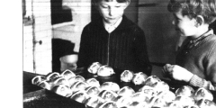 Peter Chapman, Jonathan Scase at the bakery, Easter 1961