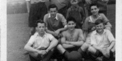 Footballers in Winter's Field, West Hill c1950