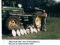 Albert Cuff with ploughing trophies Little Ann 1987