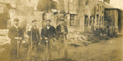 Clearing up after the Abbotts Ann School fire Nov 1899