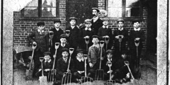 Abbotts Ann School Mr Dance with gardening class 1893-95