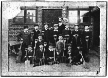 Abbotts Ann School Mr Dance with gardening class 1893-95