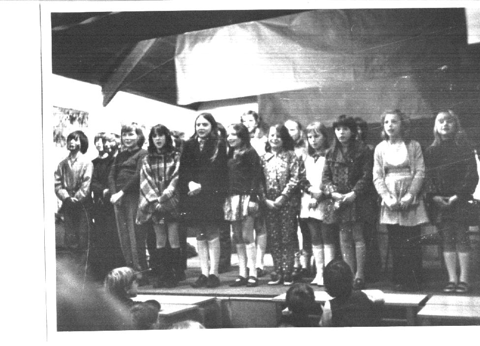 School children on stage c1970