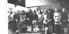 School children on stage c1970