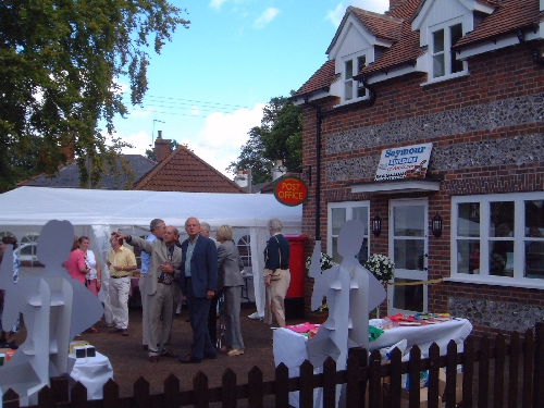 Front of the new Village Shop being prepared for the big Day