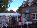 Front of the new Village Shop being prepared for the big Day
